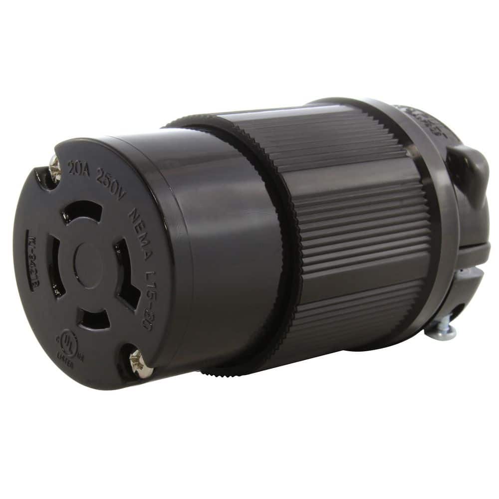 L15-20R 20A 250V 3-Phase 4-Prong Locking Female Connector in Black with UL, C-UL price history on PriceWatchPro