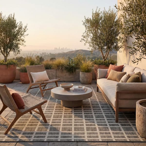 Vanya Modern Grey 5 ft. x 8 ft. Outdoor Area Rug