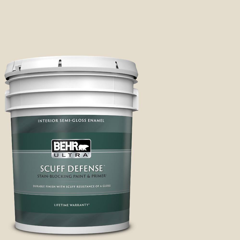 BEHR ULTRA 5 gal. MQ340 Varnished Ivory Extra Durable SemiGloss Enamel Interior Paint