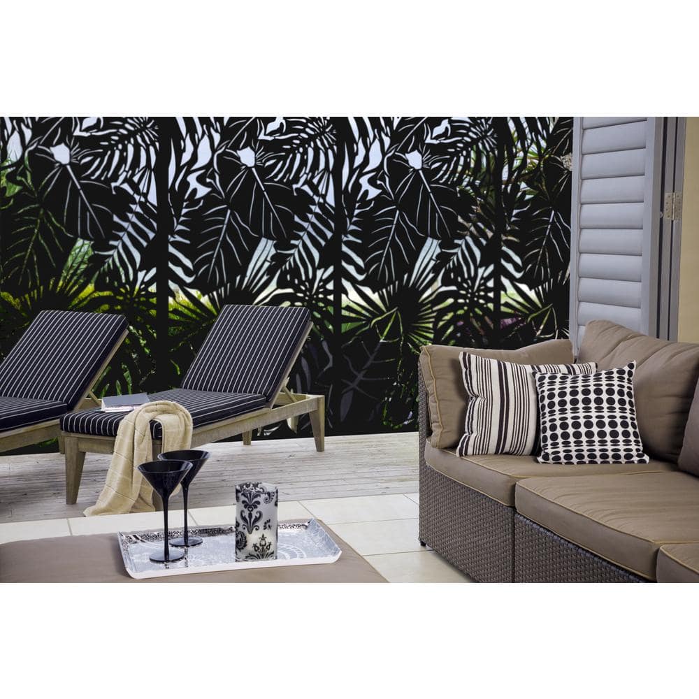 Rainforest Black Galvanized Steel Decorative Privacy Panel, 3' x 6'