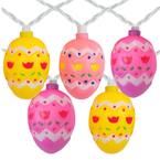 Set of 10 Clear Incandescent Light Pastel Multi-Color Easter Egg Spring Lights with White Wire