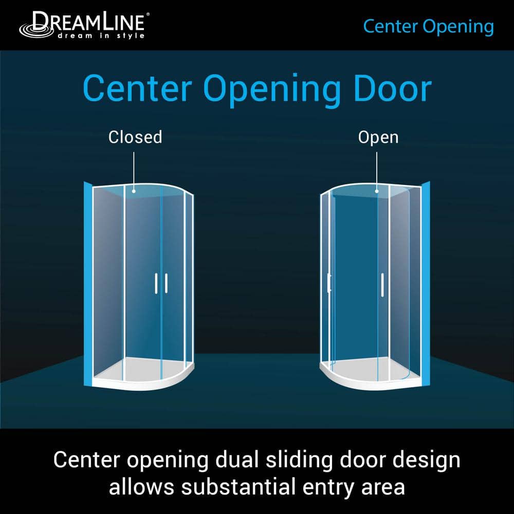 Prime 36" x 74.75" Semi-Frameless Clear Glass Sliding Shower Enclosure with Matte Black Frame and White Base