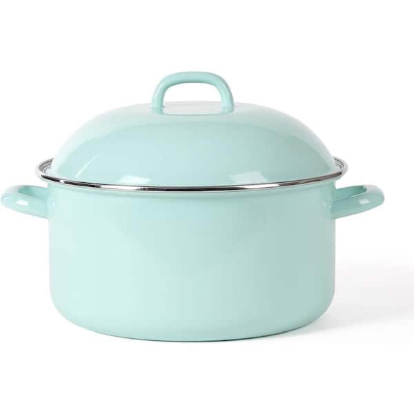 Adrinfly 6.4 qt. Steel Scratch Resistant Dutch Oven in Blue with Lid