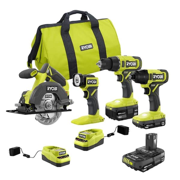 RYOBI ONE+ 18V Lithium-Ion 2.0 Ah Compact Battery and Charger Starter Kit  PSK005 - The Home Depot