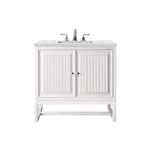 Athens 30 in. W x 23.5 in. D x 34.5 in. H Bathroom Vanity in Glossy White with Ethereal Noctis Quartz Top