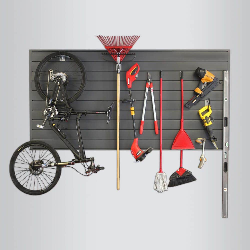 Charcoal Heavy Duty PVC Slatwall Garage Organizer, 8' x 4'