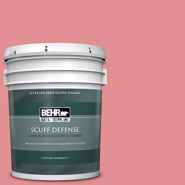BEHR ULTRA 5 gal. #140D-4 Fresh Pink Extra Durable Semi-Gloss Enamel Interior Paint & Primer