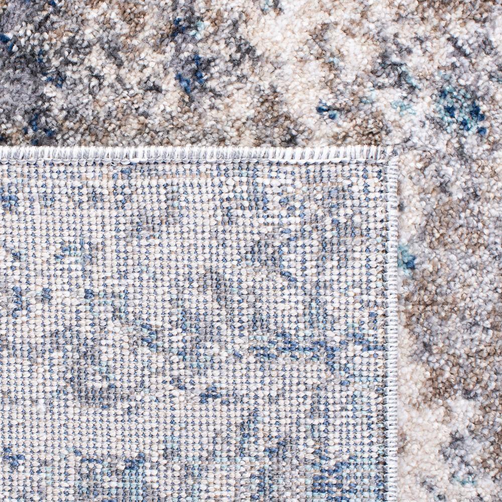Aston Abstract Gray and Navy Round Synthetic Area Rug, 54 in