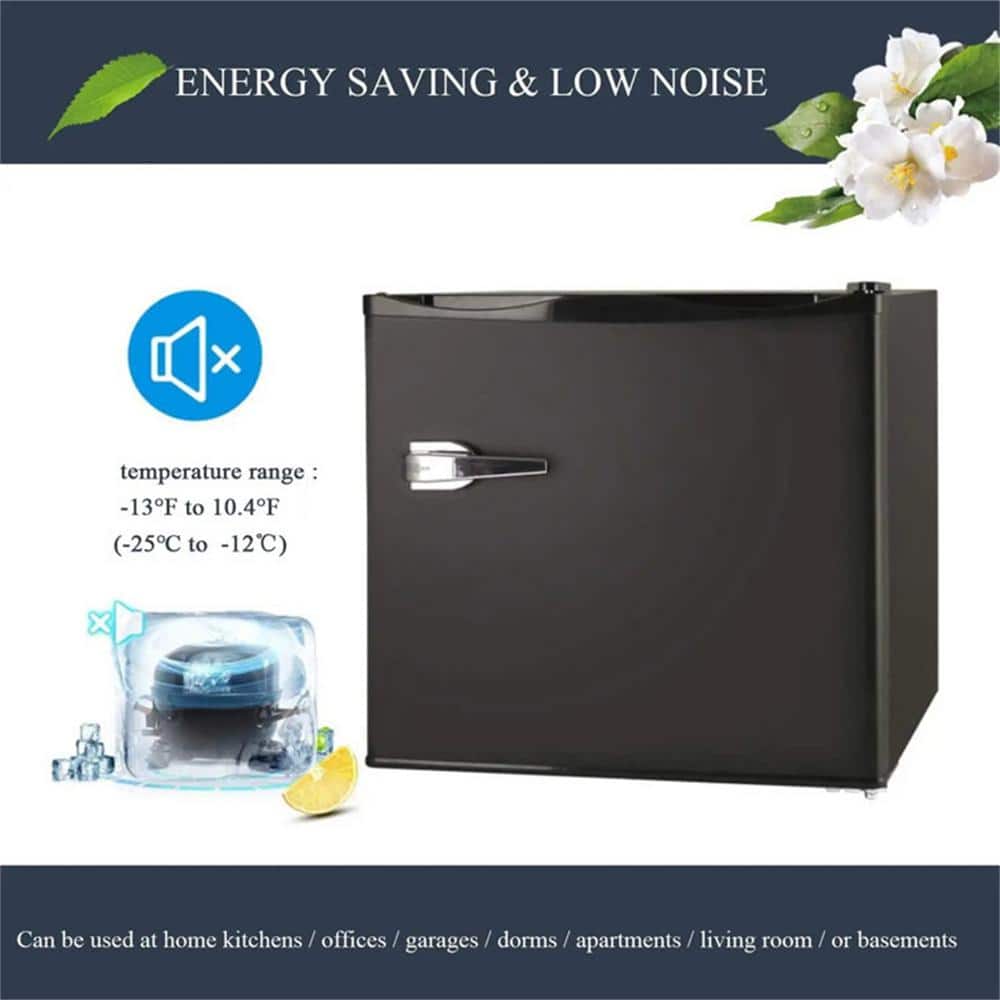 Compact Black Stainless Steel Upright Mini Freezer with Adjustable Shelves