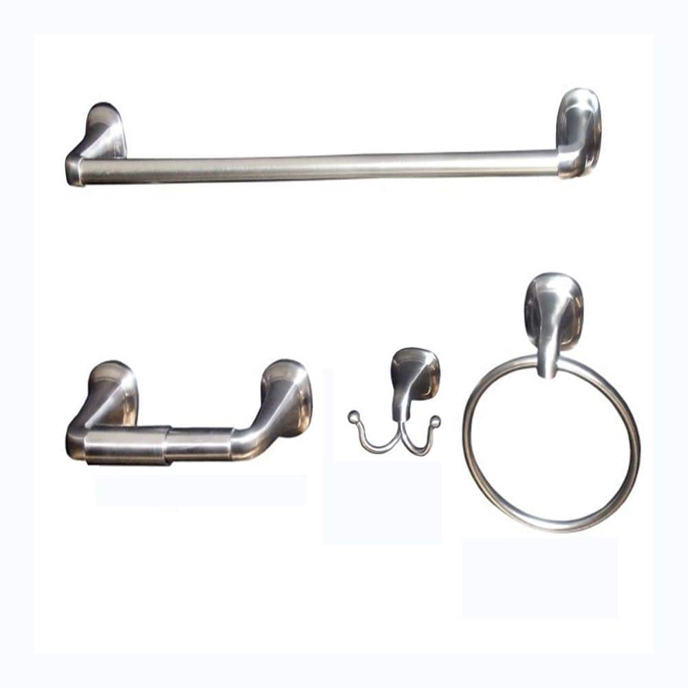 Belding Collection 4-Piece Bathroom Hardware Kit in Satin Nickel