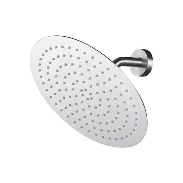 VEVETTA 1-Spray Patterns with 1.75 GPM 10 in. Wall Mount Rain Fixed Shower Head in Brushed Nickel