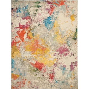 Celestial Ivory/Multicolor 10 ft. x 14 ft. Abstract Art Deco Area Rug