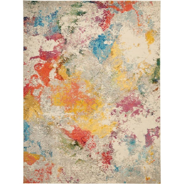 Nourison Celestial Ivory/Multicolor 10 ft. x 14 ft. Abstract Art Deco Area Rug