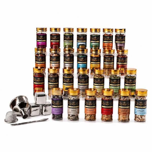 7-Piece Multicolor Glass and Stainless Steel Alcohol Infusion Kit for Whiskey, Gin, Vodka, Tequila and Rum
