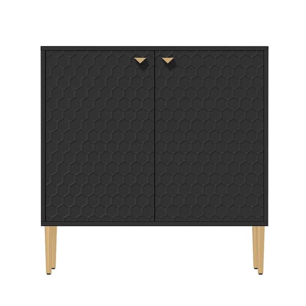 Black 32 in. H Freestanding 2-Door Locker Accent Storage Cabinet with Adjustable Shelf