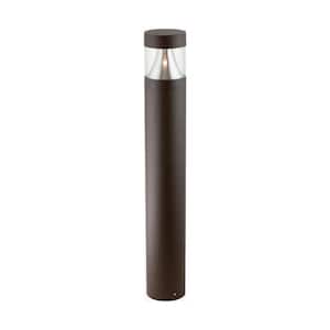 Line-Voltage Bronze 2800 Lumen Hardwired Integrated LED Round Bollard Light with Selectable CCT Dimmable 0-10V