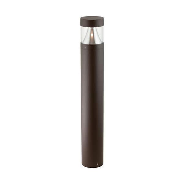 Sunlite Line-Voltage Bronze 2800 Lumen Hardwired Integrated LED Round Bollard Light with Selectable CCT Dimmable 0-10V