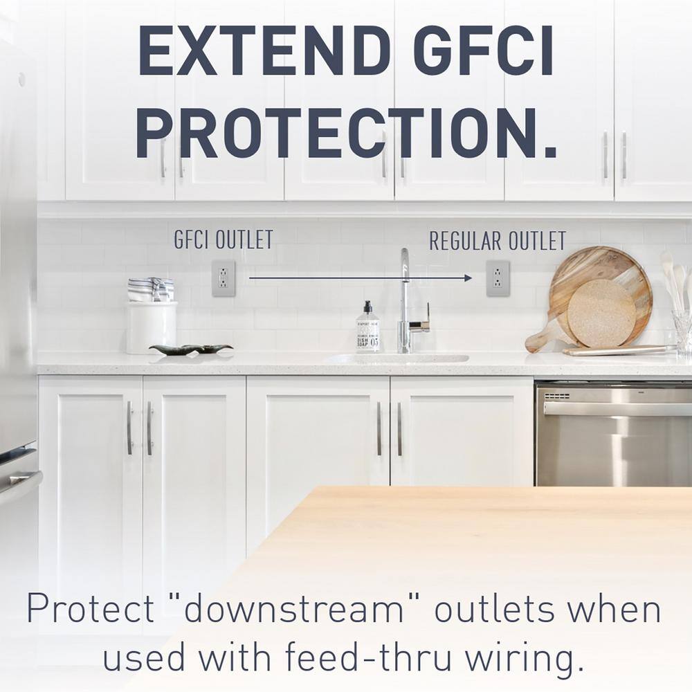 Gray Tamper Resistant GFCI Duplex Outlet with Indicator Light