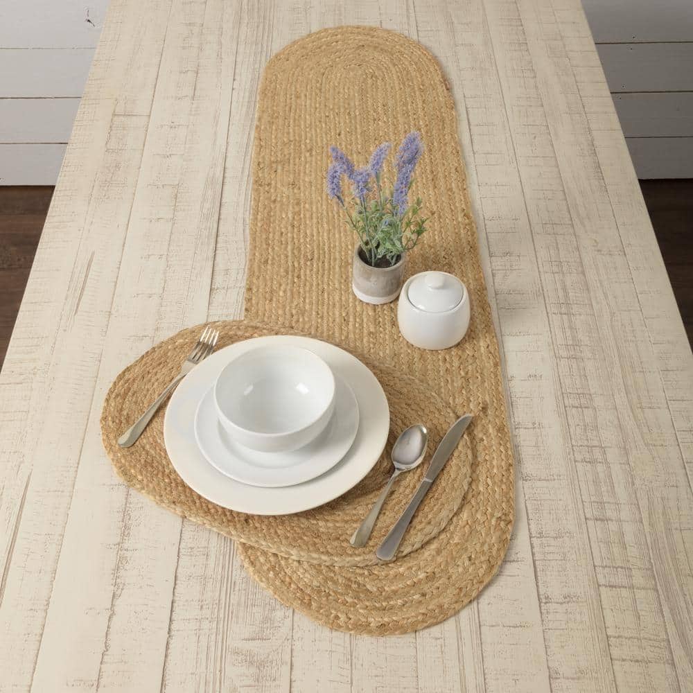 Natural Jute Oval Placemats Set of 6, 12x18 inches