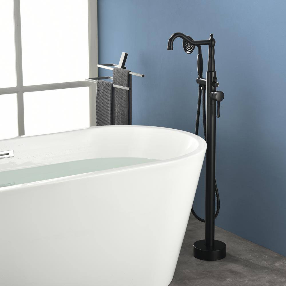 Black Stainless Steel Freestanding Bathtub Faucet with Hand Shower