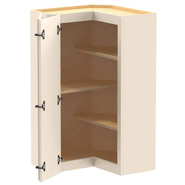 Home Decorators Collection Newport 24 in. W x 12 in. D x 42 in. H Assembled Plywood Corner Wall Kitchen Cabinet in Blended Cream with Shelves
