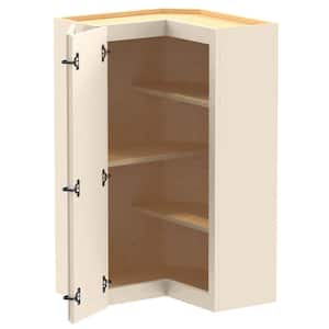 Newport 24 in. W x 24 in. D x 42 in. H in Cream Painted Plywood Assembled Wall Kitchen Corner Cabinet with Adj Shelves