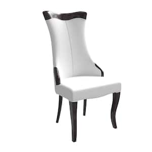 Modern Dining Chair Light Cream Upholstered in Leather Accent Kitchen Chair with Rubberwood Legs Novara Series