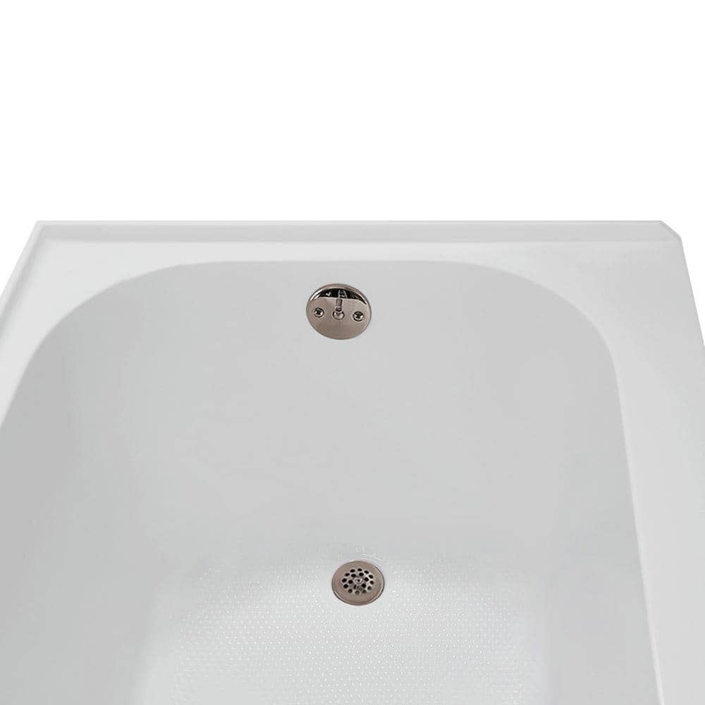 Glossy White Acrylic Right-Hand Drain Alcove Bathtub with Brushed Nickel Drain