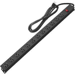 15 ft. 12 Widely-Spaced AC-Outlets, Surge Protector Power Strip with Switch Heavy Duty Long Extension Cord for Workshops