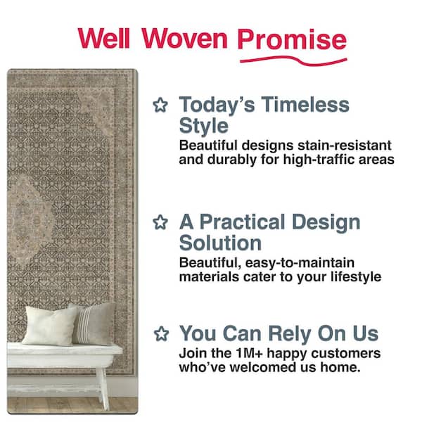Grey Beige 5 ft. 3 in. x 7 ft. 3 in. Asha Lilith Vintage Persian Oriental Area Rug