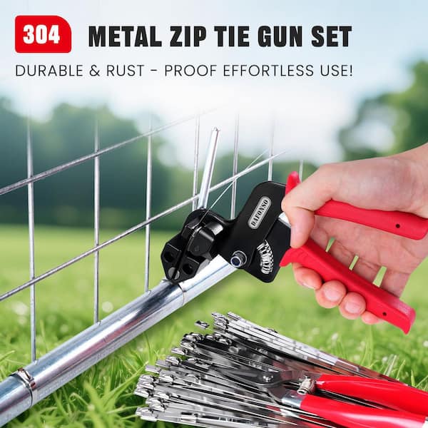 Metal Zip Ties Kit With Tensioning & Cutting Tool – 150-Pack Stainless Steel Cable Ties In 4 Sizes For Fencing, Gardening, Pipes & More