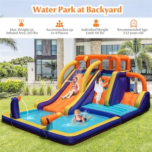 Inflatable Waterslide 4-in-1 Kids Bounce Castle Bounce House with Splash Pool (Without Blower)