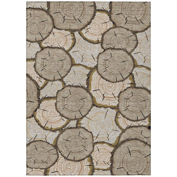 Chantille Machine Washable Indoor/Outdoor Abstract ACN2832 Khaki 10 ft. x 14 ft. Area Rug
