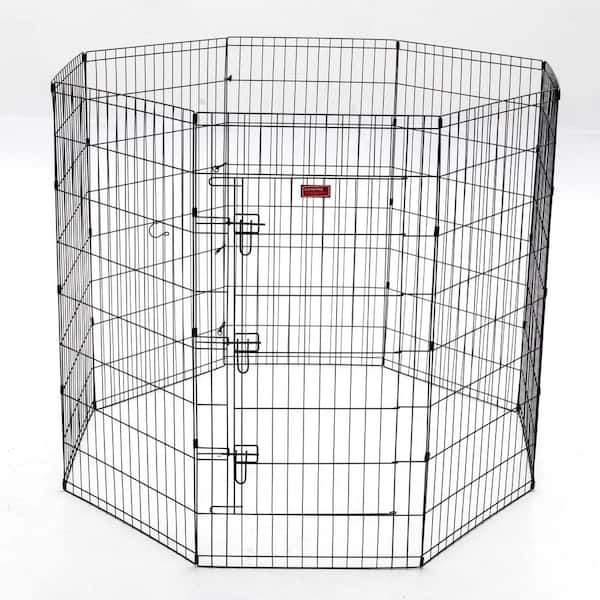 48 in. H x 24 in. W x 60 in. D Black Steel Wire Mesh Modular Heavy Duty Dog Exercise Pen Fence Panel Kit with Stakes