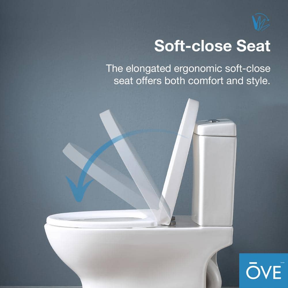 White Elongated Dual Flush High Efficiency Two-Piece Toilet