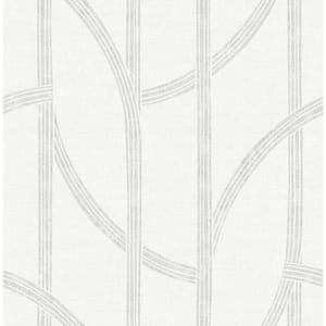 Harlow Silver Curved Contours Textured Non-pasted Paper Wallpaper