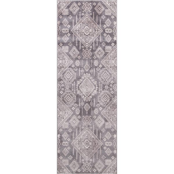 Lara Santa Fe Gray 3 ft. x 8 ft. Runner Rug