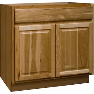 Hampton 36 in. W x 24 in. D x 34.5 in. H Assembled Base Kitchen Cabinet in Natural Hickory with Drawer Glides