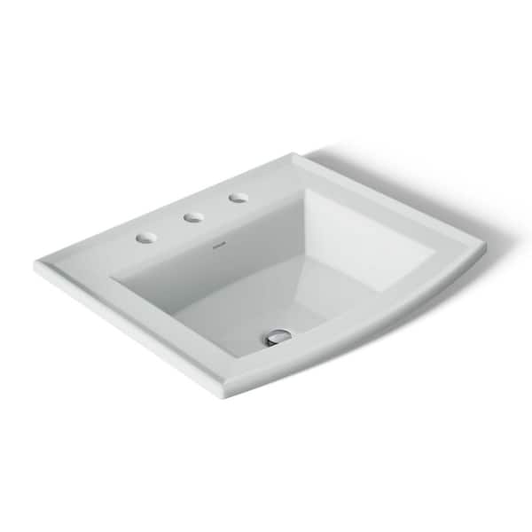 Archer 22.6 in. x 19.44 in. Drop-In Bathroom Sink in Ice Grey Glass