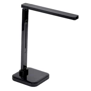 25-3/4 in. Black LED Desk Lamp with Qi Wireless Charger, USB Charging Port, Dimmer and Touch Activation