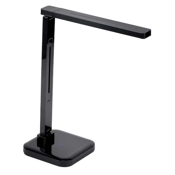 Bostitch 25-3/4 in. Black LED Desk Lamp with Qi Wireless Charger, USB Charging Port, Dimmer and Touch Activation