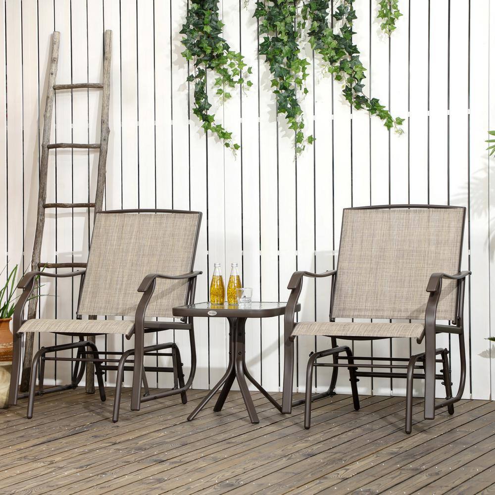 3-Piece Metal Outdoor Bistro Set with Glass Coffee Table price history on PriceWatchPro