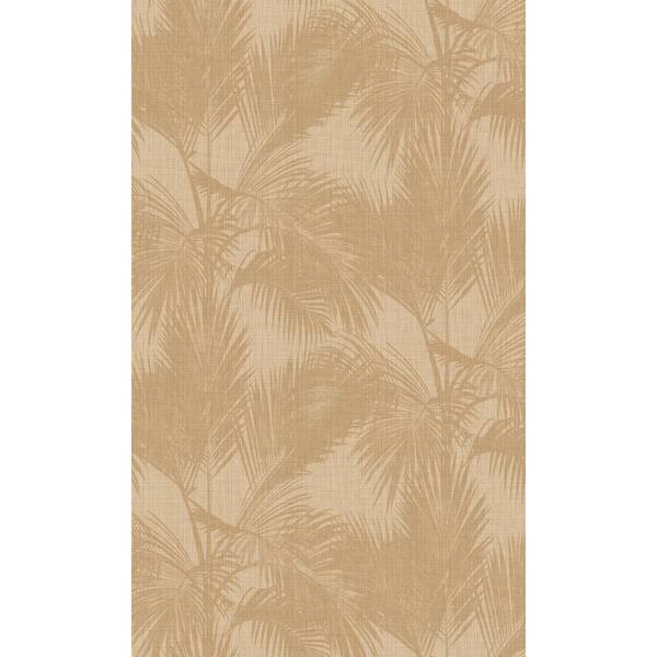 Golden Ecru and Dallas Brown Silhouetted Palm Trees Print Non Woven Non-Pasted Textured Mural 68 Sq. Ft.