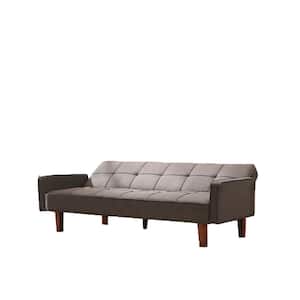 74.8 in. Wide Gray 3-Seats Square Arm Linen Straight Sofa