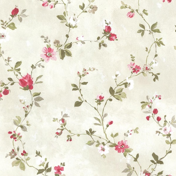 Brewster Sarafina Pink Floral Pink Wallpaper Sample