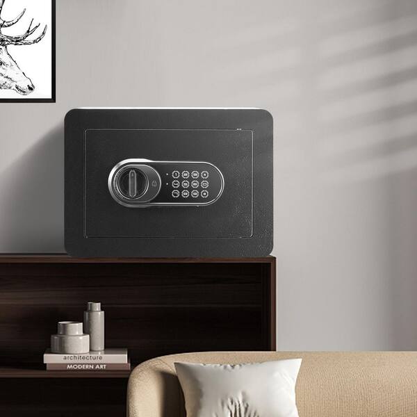 0.5 cu. ft. Steel Safe, Digital Keypad and 2 Keys, Wall-Mounted, Protects Cash, Jewelry, 13.8 x 9.8 x 9.8 in.