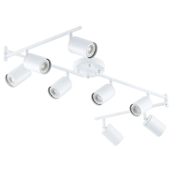 8-Light 4.5 ft. Matte White Ceiling Mounted Hardwired Track Lighting Kit with Adjustable Heads and 8-Bulbs Included