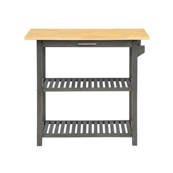 Convenience Concepts Designs2Go Butcher Block and Wirebrush Grey ...