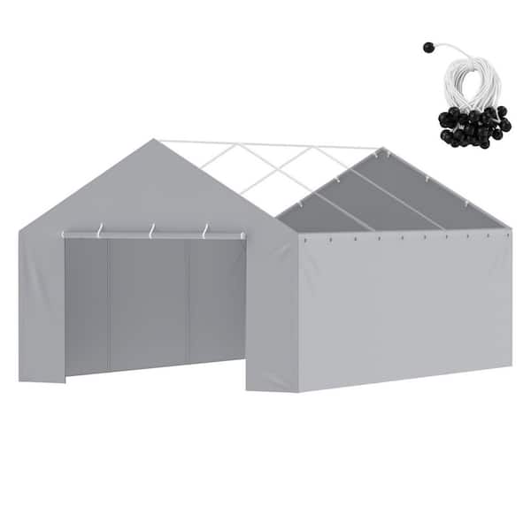 13 ft. x 20 ft. Carport Replacement Canopy Cover Side Wall, Grey, Waterproof & UV Protected, (Top and Frame Excluded)