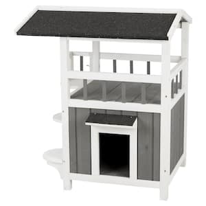 25 in. x 21.5 in. x 29.75 in. Pet Home with Shade in Gray/White
